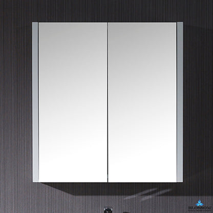 Blossom Monaco 30" x 32" Matte White Wall-Mounted Rectangle Adjustable Glass Shelves Medicine Cabinet