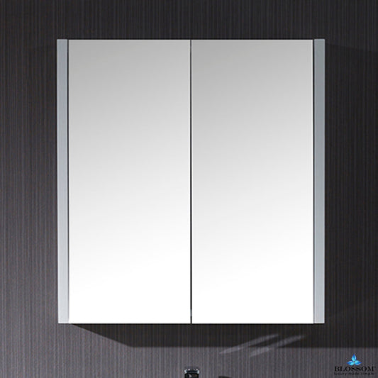 Blossom Monaco 30" x 32" Matte White Wall-Mounted Rectangle Adjustable Glass Shelves Medicine Cabinet