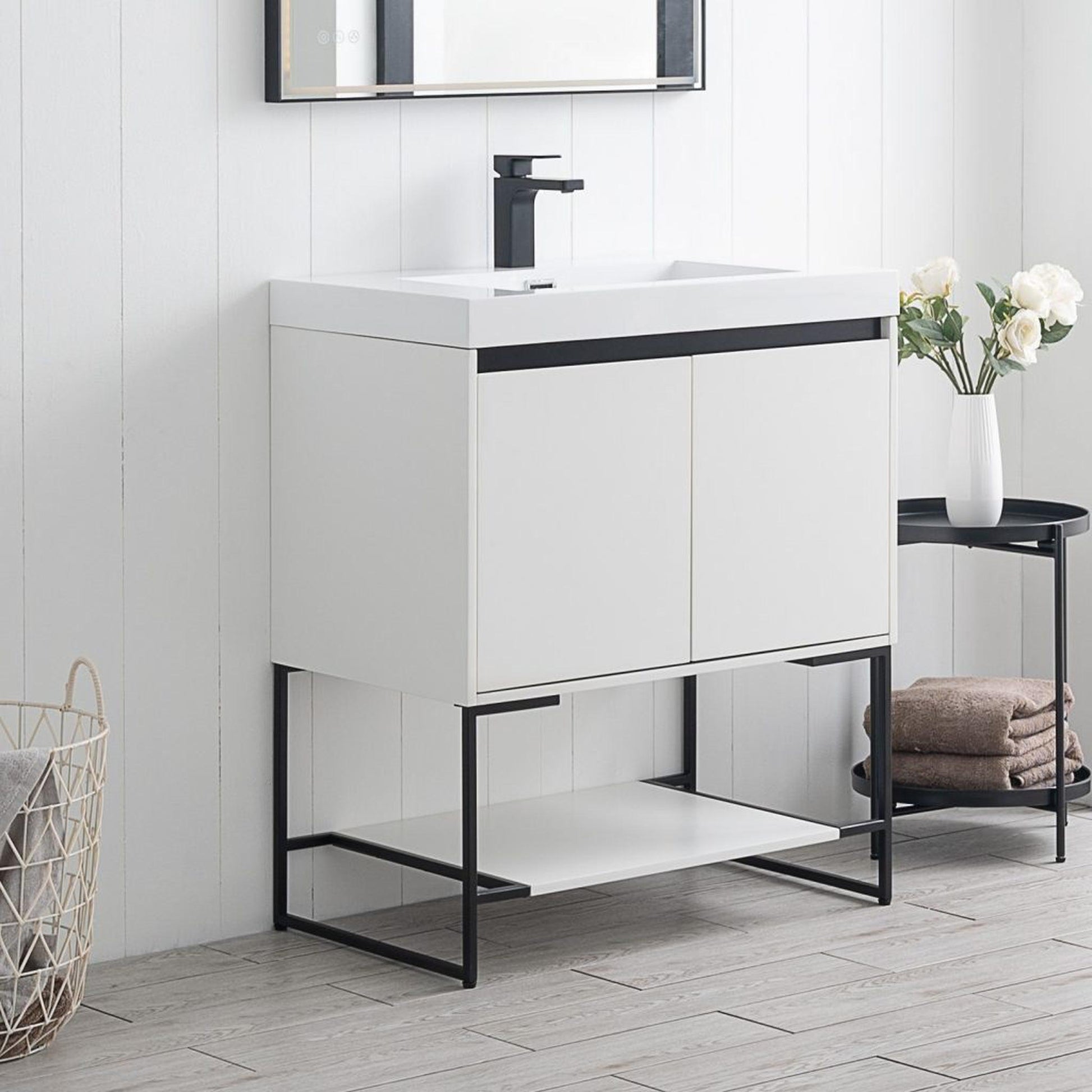 Blossom Porto 30" Matte White Freestanding Vanity With Acrylic Sink