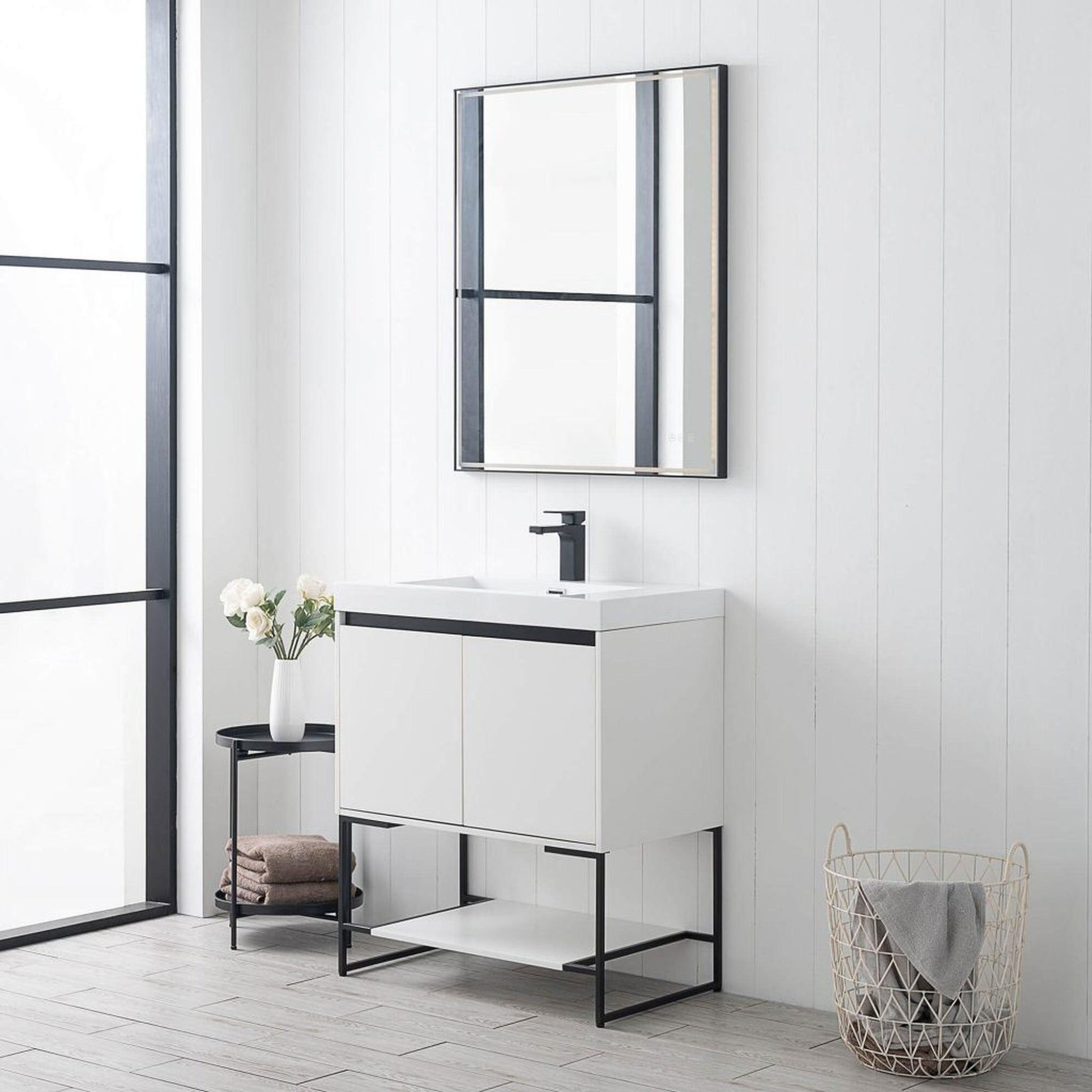 Blossom Porto 30" Matte White Freestanding Vanity With Acrylic Sink