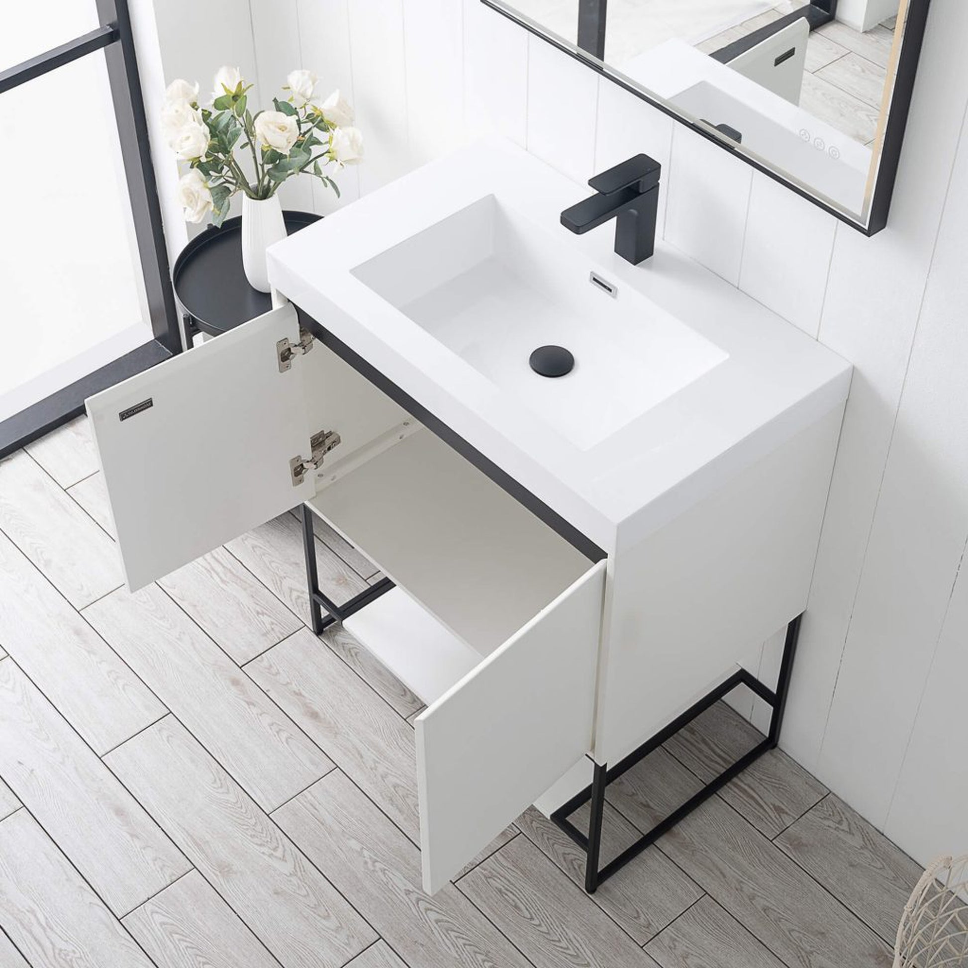 Blossom Porto 30" Matte White Freestanding Vanity With Acrylic Sink