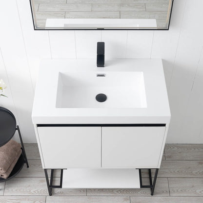 Blossom Porto 30" Matte White Freestanding Vanity With Acrylic Sink