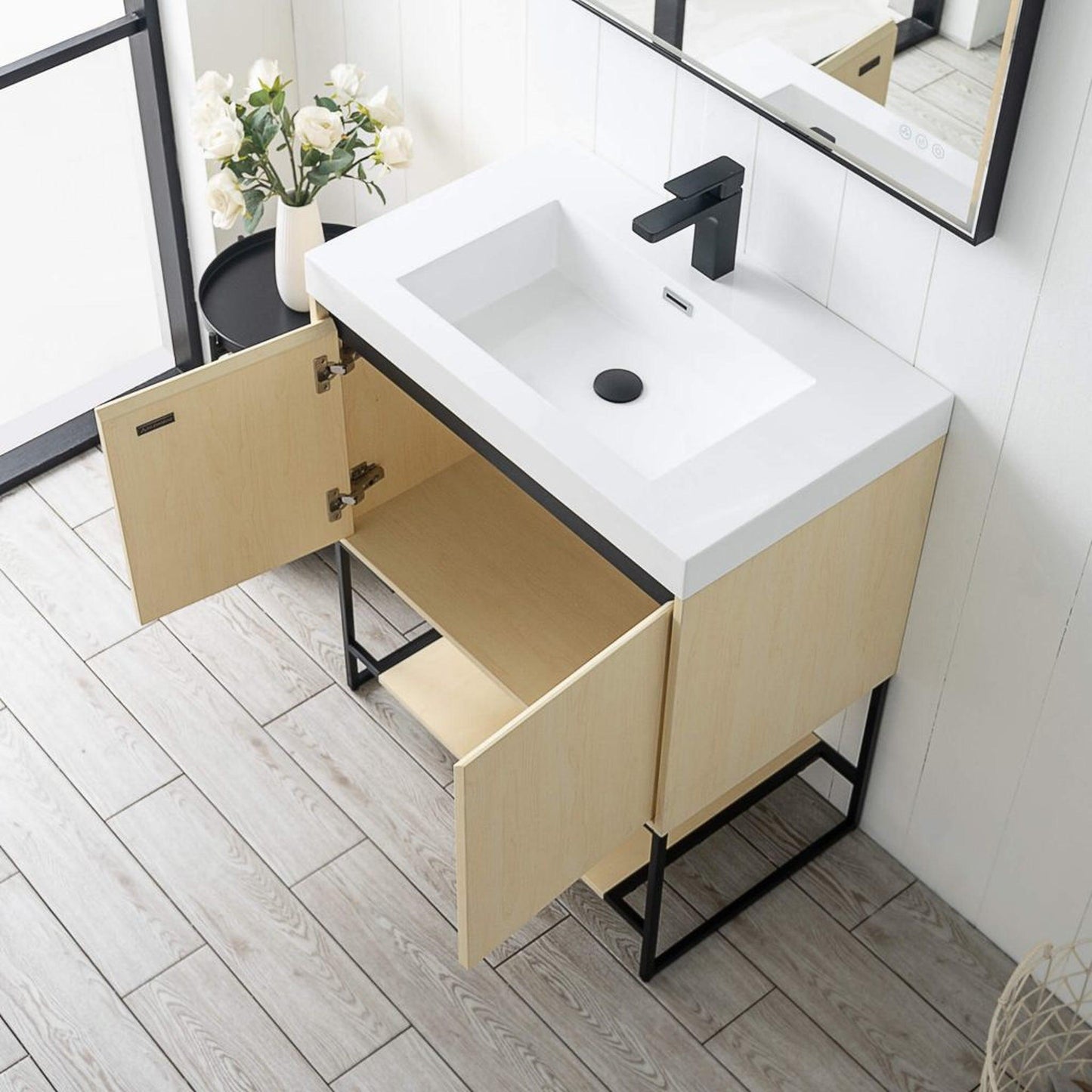 Blossom Porto 30" Nature Maple Freestanding Vanity With Acrylic Sink