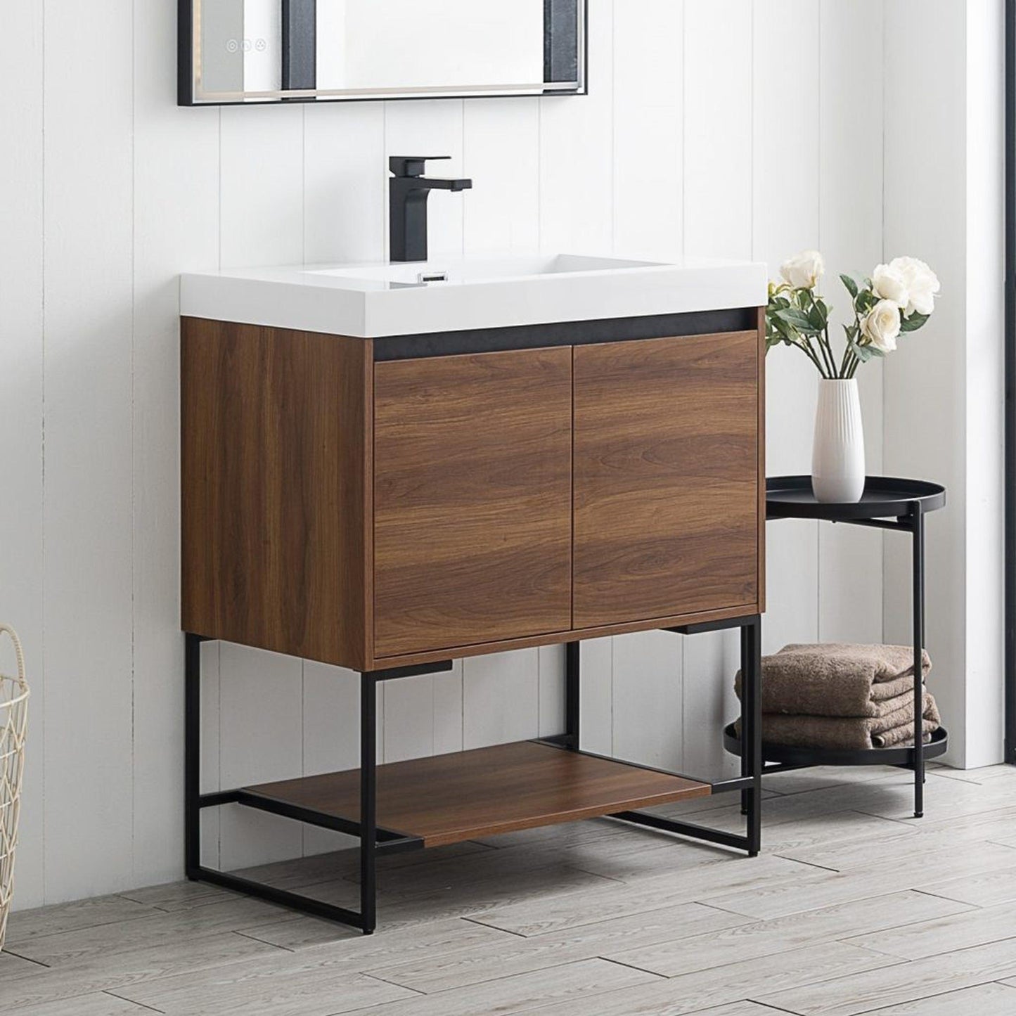 Blossom Porto 30" Red Walnut Freestanding Vanity With Acrylic Sink