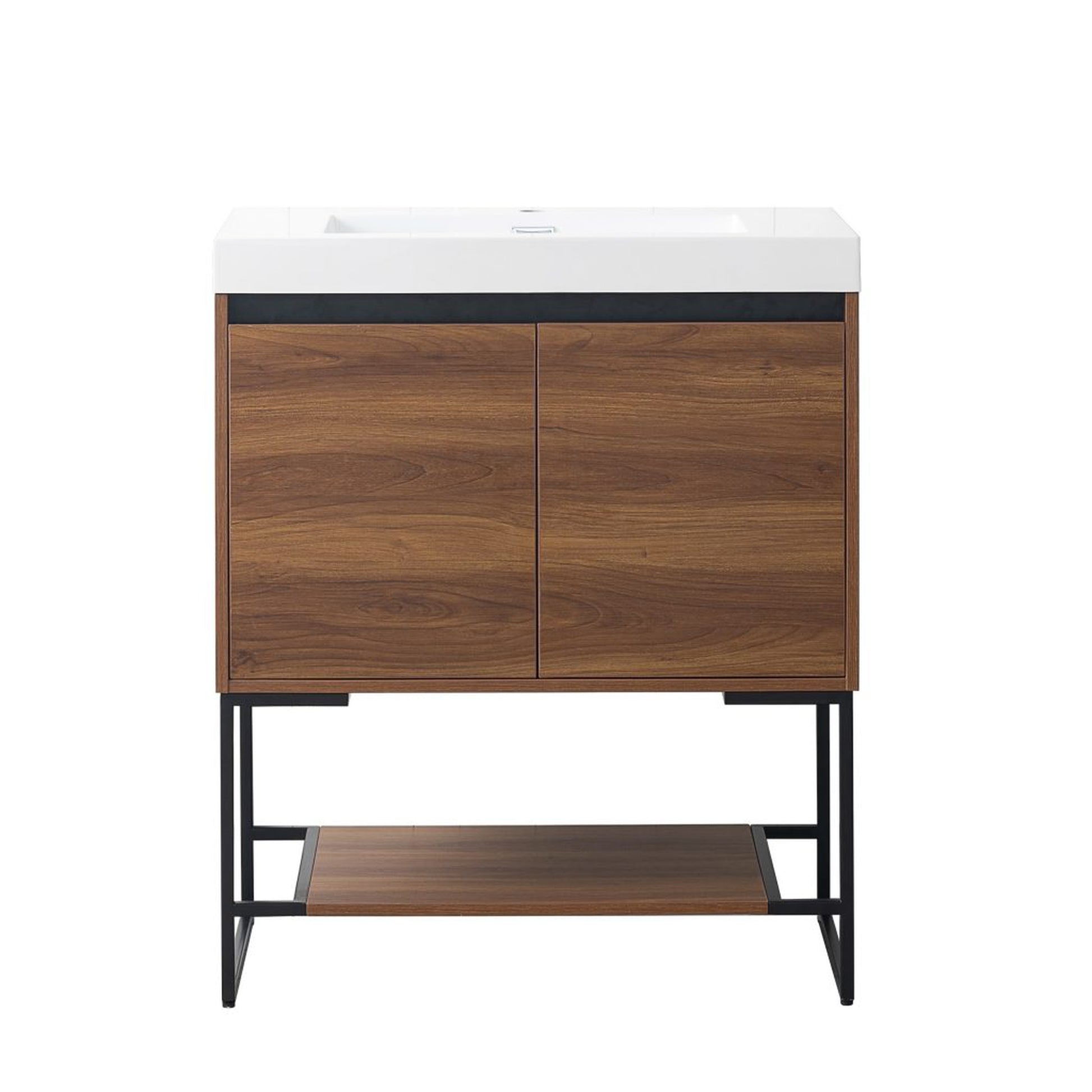 Blossom Porto 30" Red Walnut Freestanding Vanity With Acrylic Sink