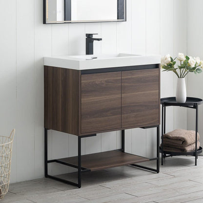 Blossom Porto 30" Walnut Freestanding Vanity With Acrylic Sink