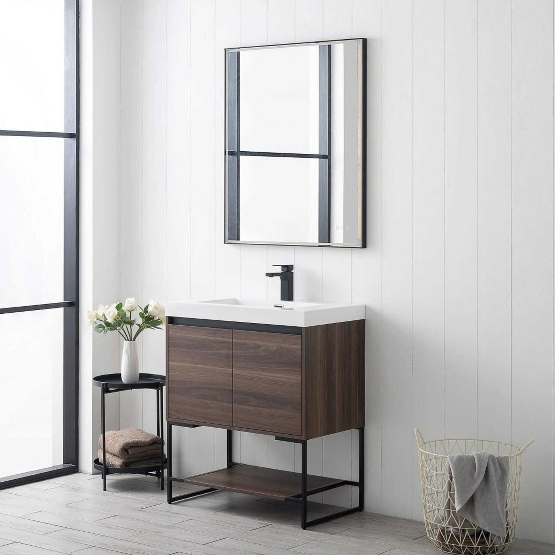 Blossom Porto 30" Walnut Freestanding Vanity With Acrylic Sink