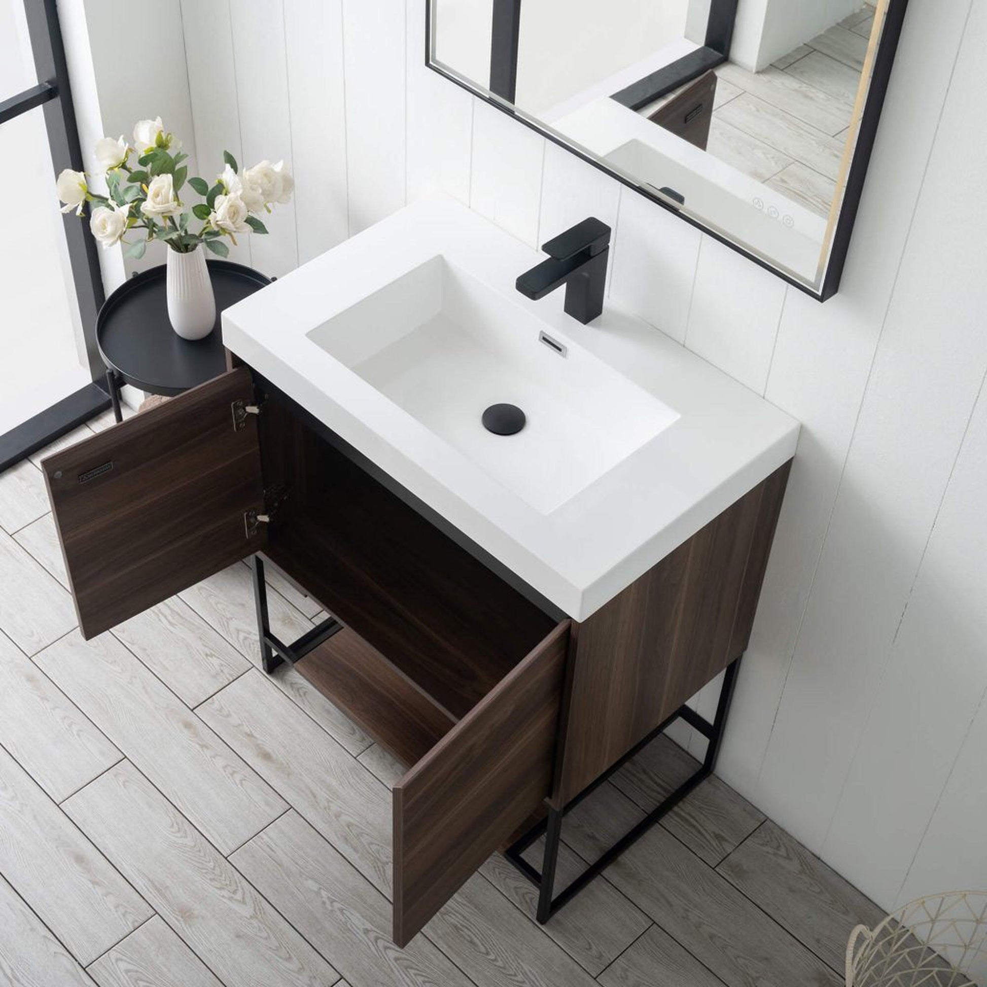 Blossom Porto 30" Walnut Freestanding Vanity With Acrylic Sink