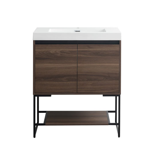 Blossom Porto 30" Walnut Freestanding Vanity With Acrylic Sink