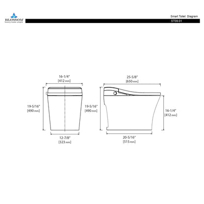 Blossom ST09 01 Heated Seat Smart Toilet with Soft Close Seat and Lid