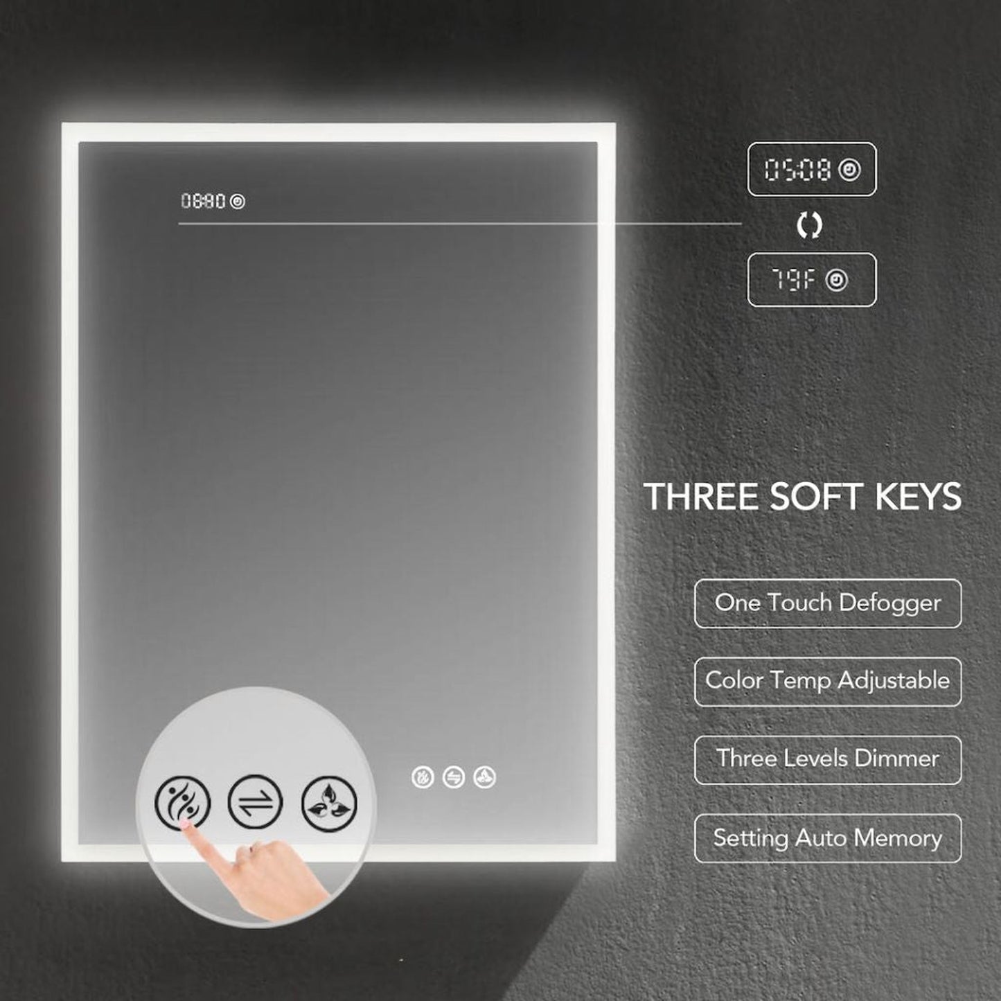 Blossom Sirius 24" Recessed or Surface Mount Left and Right-Hinged Door LED Mirror Medicine Cabinet Set Of 2 With Adjustable Glass Shelves, Built-In Defogger, Dimmer, Digital Clock, Temp Display, USB & Electrical Outlet