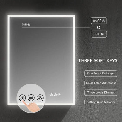 Blossom Sirius 24" Recessed or Surface Mount Left and Right-Hinged Door LED Mirror Medicine Cabinet Set Of 2 With Adjustable Glass Shelves, Built-In Defogger, Dimmer, Digital Clock, Temp Display, USB & Electrical Outlet