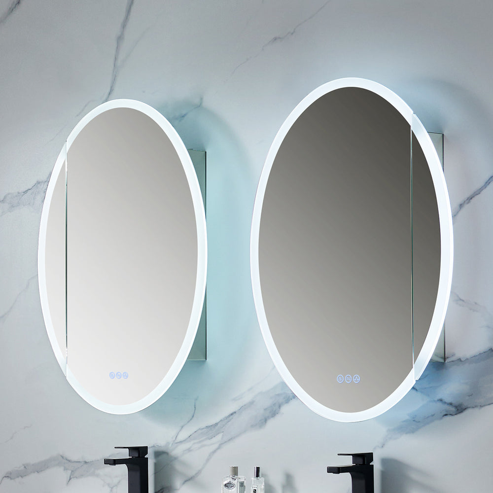 Blossom Spica 24" x 36" Oval Inside LED Light on Door Medicine Cabinet Left
