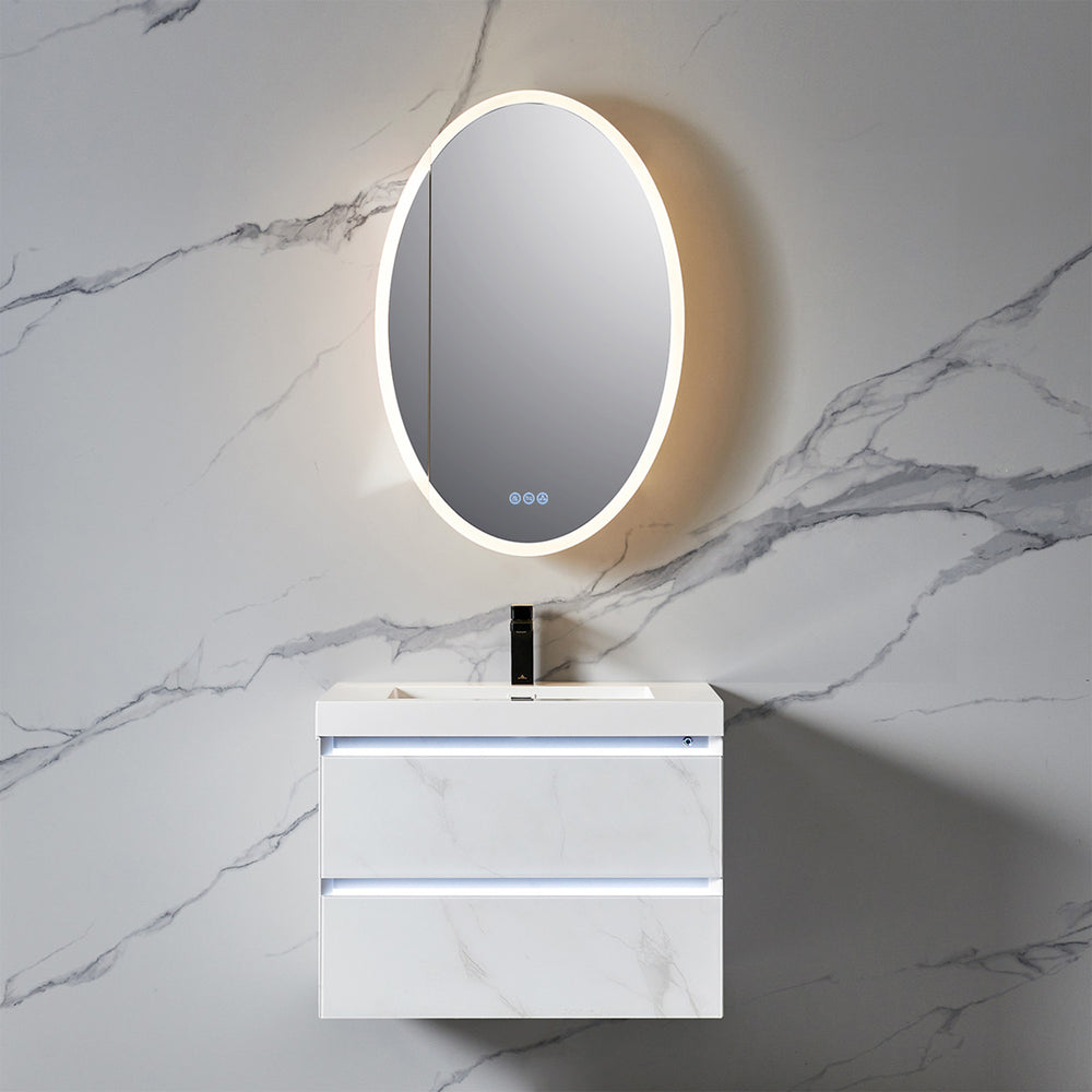 Blossom Spica 24" x 36" Oval Inside LED Light on Door Medicine Cabinet Left
