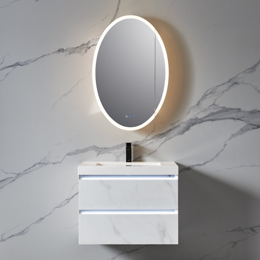 Blossom Spica 24" x 36" Oval Inside LED Light on Door Medicine Cabinet Right