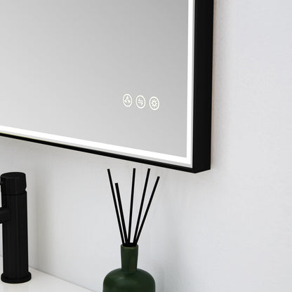 Blossom Stellar 48" x 30" Brush Gold Wall-Mounted Rectangle LED Mirror