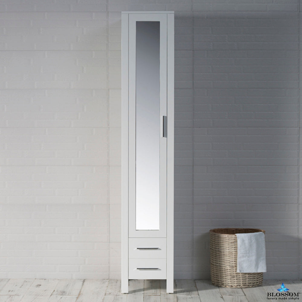 Blossom Sydney 16" x 82" Glossy White Mirror Linen Cabinet (Left Side)