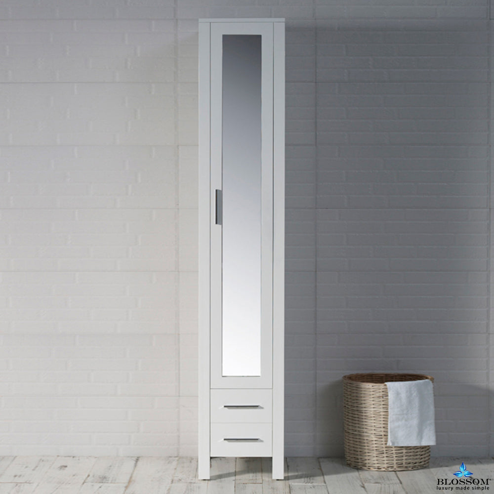 Blossom Sydney 16" x 82" Glossy White Mirror Linen Cabinet (Right Side)