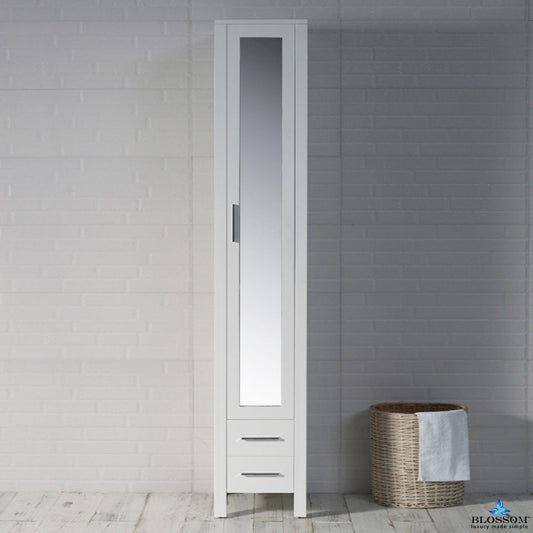 Blossom Sydney 16" x 82" Glossy White Mirror Linen Cabinet (Right Side)