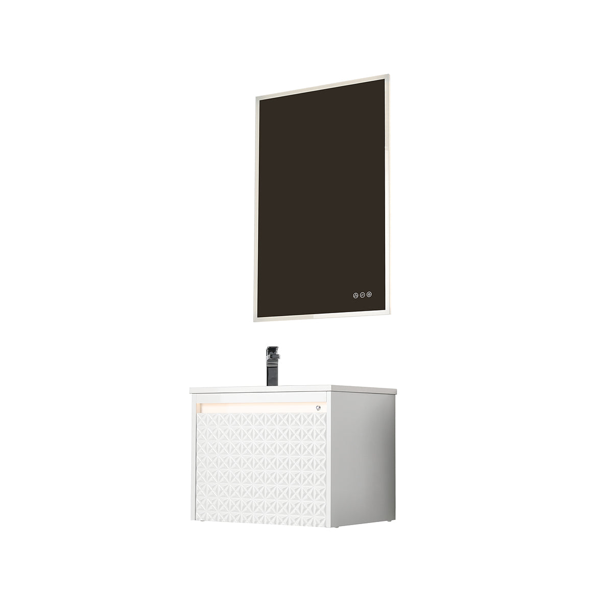 Blossom Thun 24" Glossy White Vanity With Droplet-Shaped Basin and LED Light