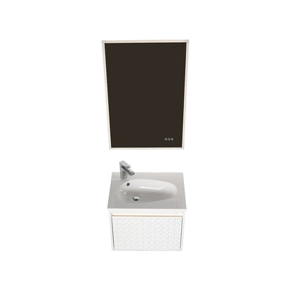 Blossom Thun 24" Glossy White Vanity With Droplet-Shaped Basin and LED Light