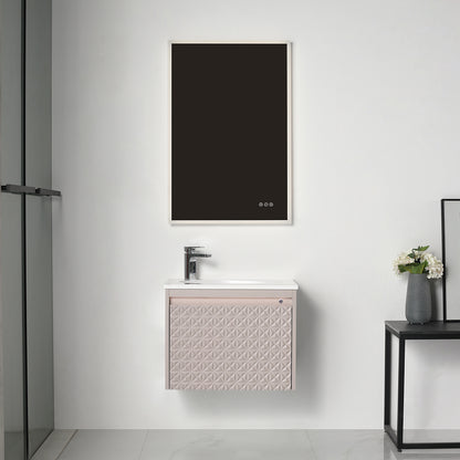 Blossom Thun 24" Khaki Vanity With Droplet-Shaped Basin and LED Light