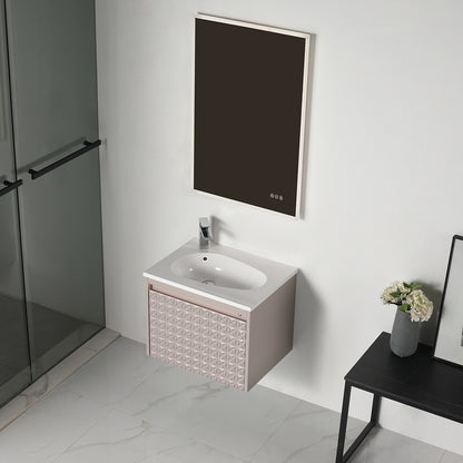 Blossom Thun 24" Khaki Vanity With Droplet-Shaped Basin and LED Light