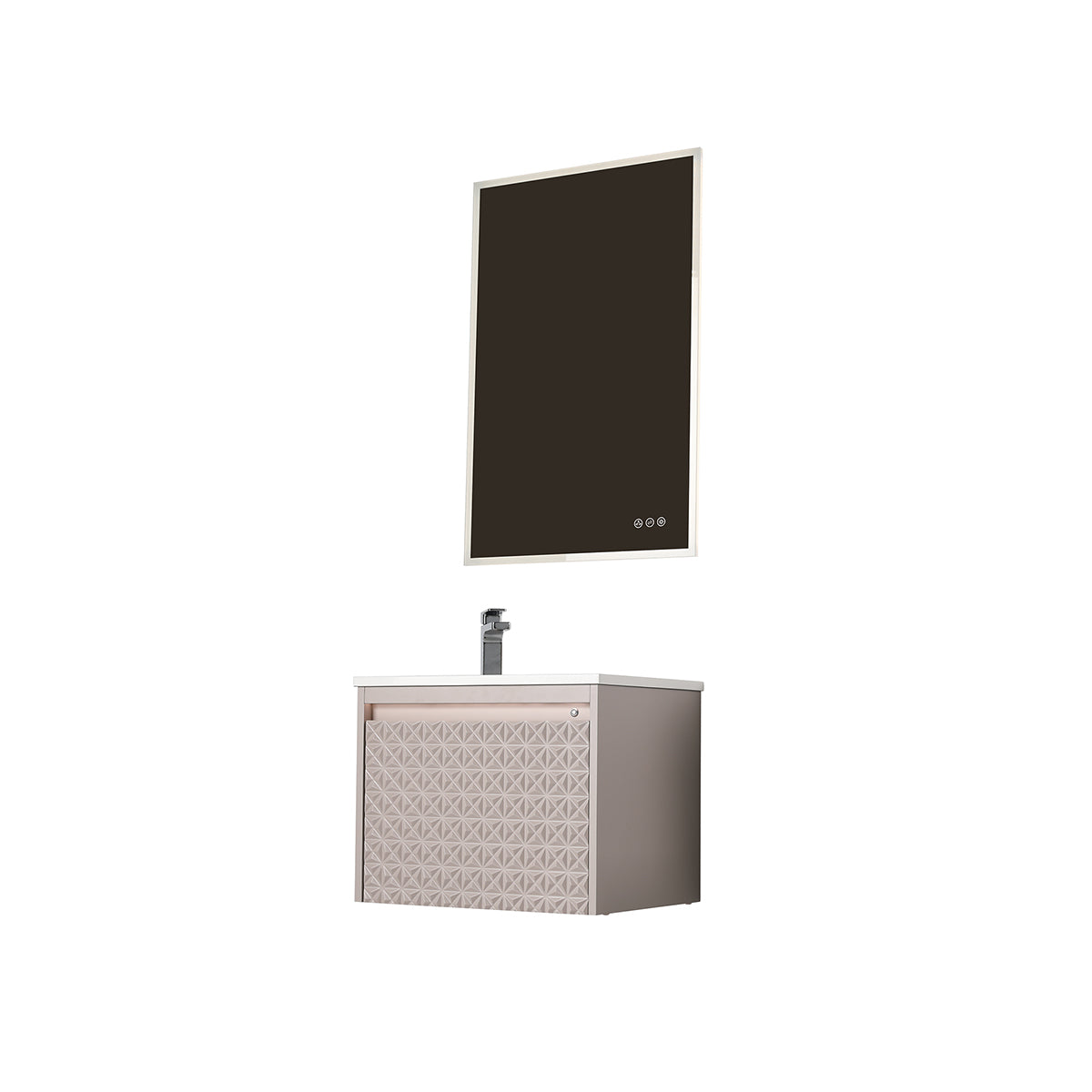Blossom Thun 24" Khaki Vanity With Droplet-Shaped Basin and LED Light