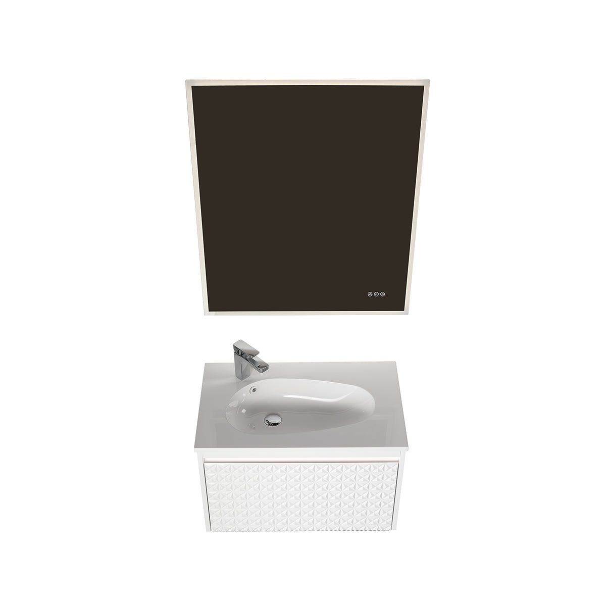 Blossom Thun 30" Glossy White Vanity With Droplet-Shaped Basin and LED Light