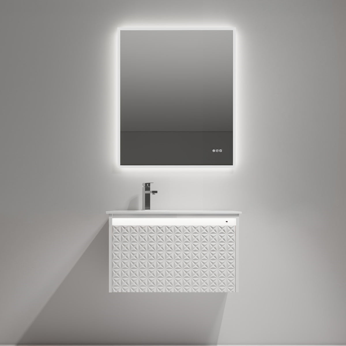 Blossom Thun 30" Glossy White Vanity With Droplet-Shaped Basin and LED Light