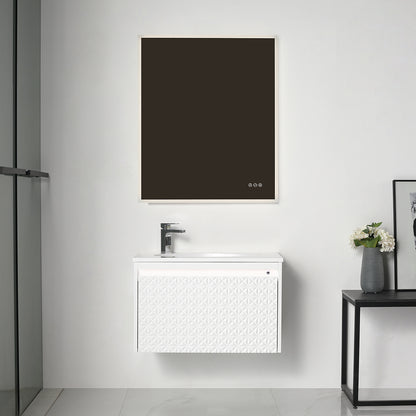 Blossom Thun 30" Glossy White Vanity With Droplet-Shaped Basin and LED Light