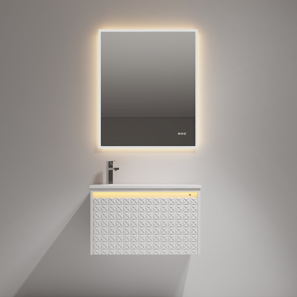 Blossom Thun 30" Glossy White Vanity With Droplet-Shaped Basin and LED Light