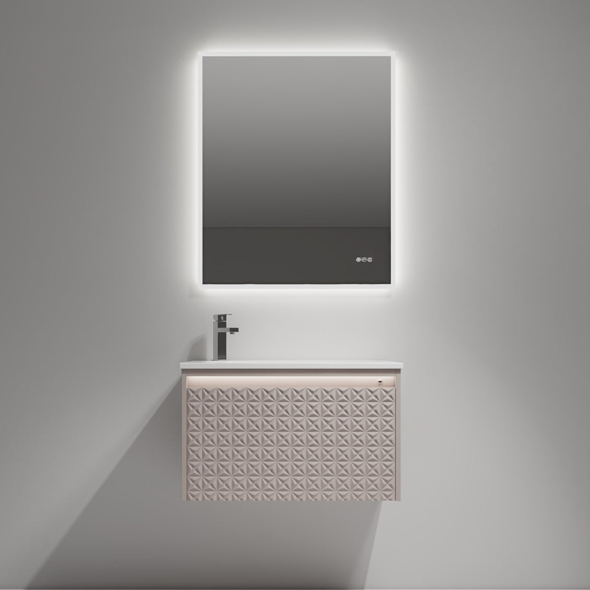 Blossom Thun 30" Khaki Vanity With Droplet-Shaped Basin and LED Light