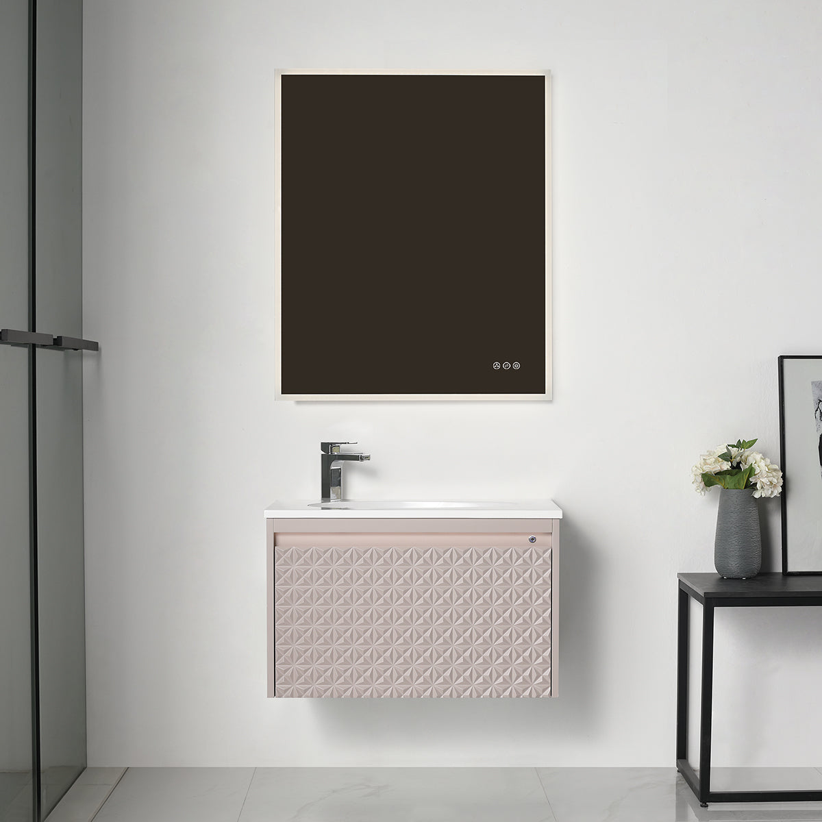 Blossom Thun 30" Khaki Vanity With Droplet-Shaped Basin and LED Light
