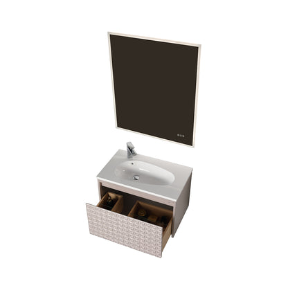 Blossom Thun 30" Khaki Vanity With Droplet-Shaped Basin and LED Light