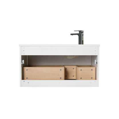 Blossom Thun 36" Glossy White Vanity With Droplet-Shaped Basin and LED Light