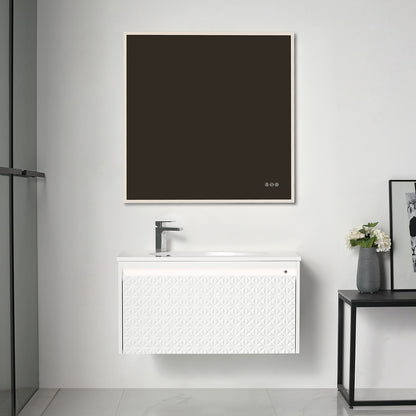 Blossom Thun 36" Glossy White Vanity With Droplet-Shaped Basin and LED Light