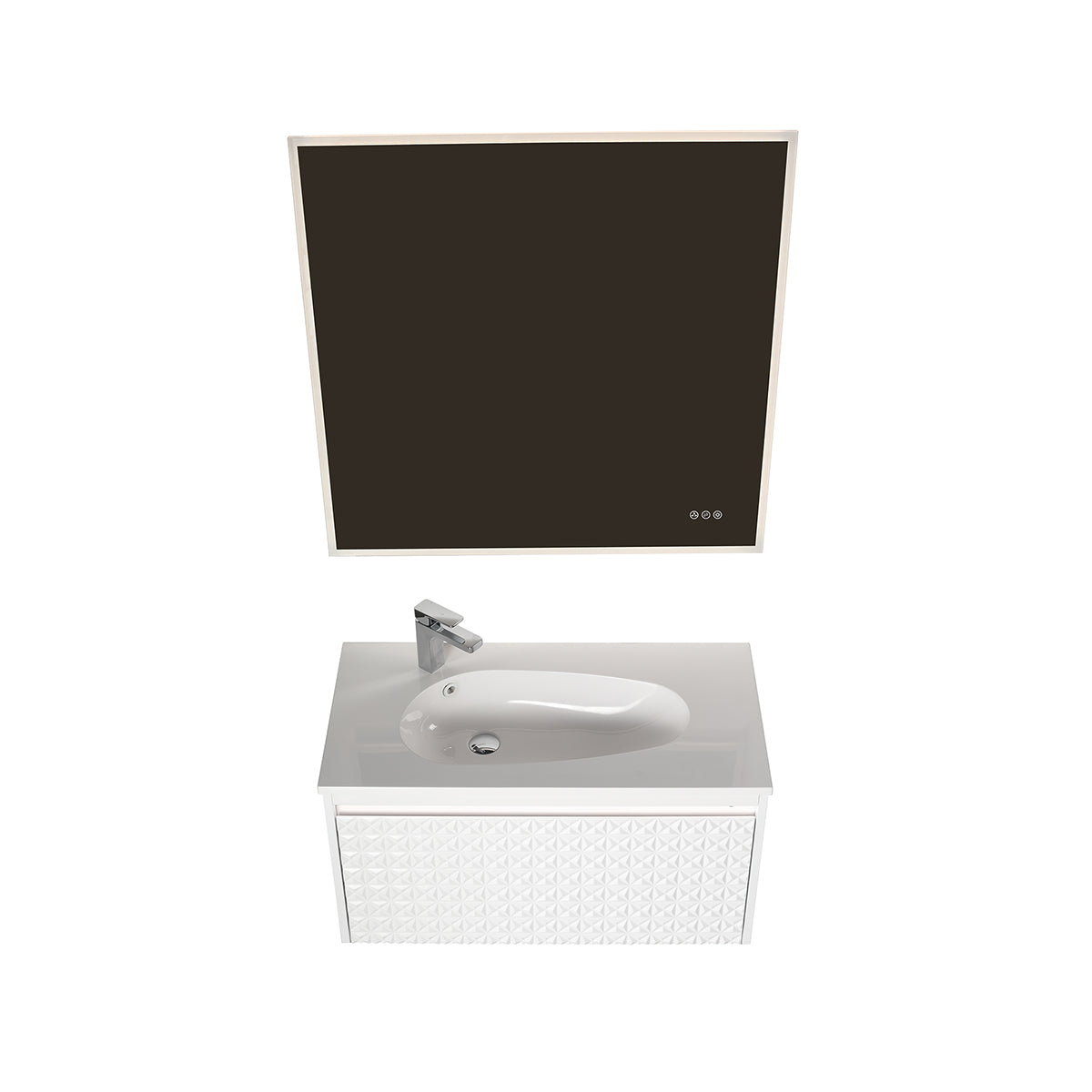 Blossom Thun 36" Glossy White Vanity With Droplet-Shaped Basin and LED Light
