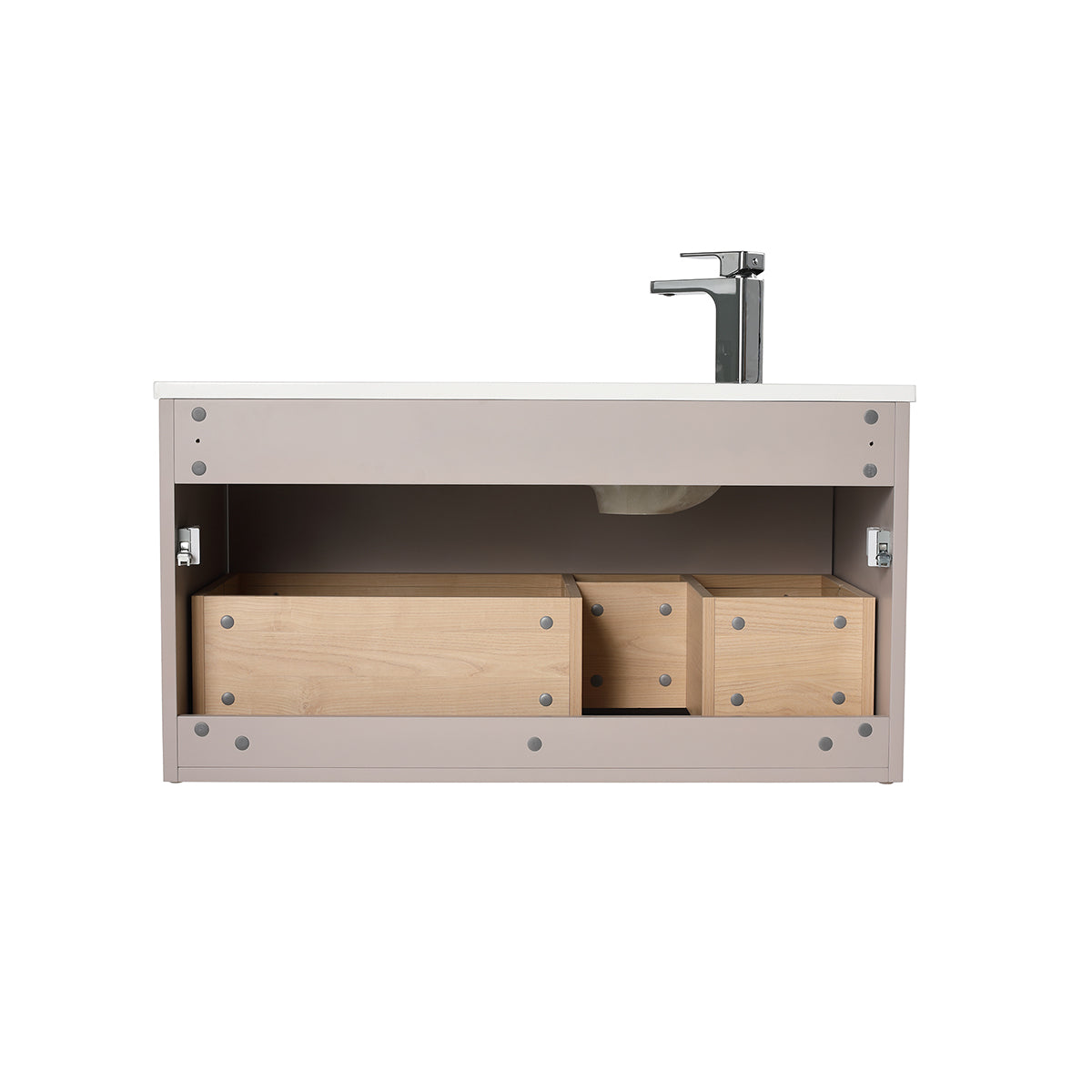 Blossom Thun 36" Khaki Vanity With Droplet-Shaped Basin and LED Light