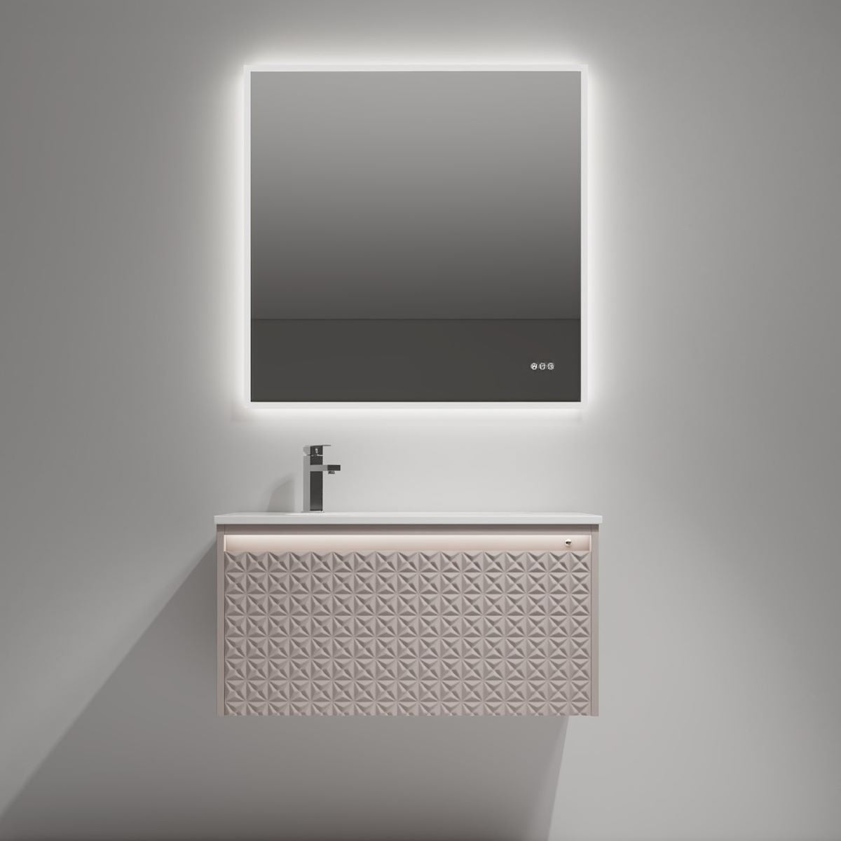 Blossom Thun 36" Khaki Vanity With Droplet-Shaped Basin and LED Light