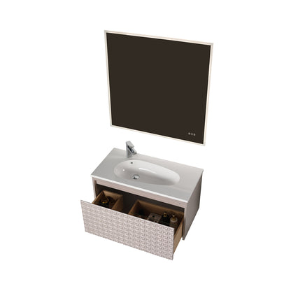 Blossom Thun 36" Khaki Vanity With Droplet-Shaped Basin and LED Light