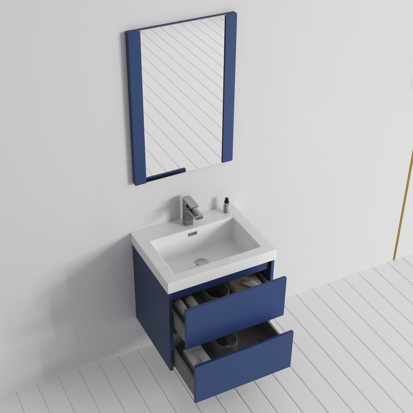 Blossom Valencia 24" Navy Blue Wall-Mounted Vanity Base Only