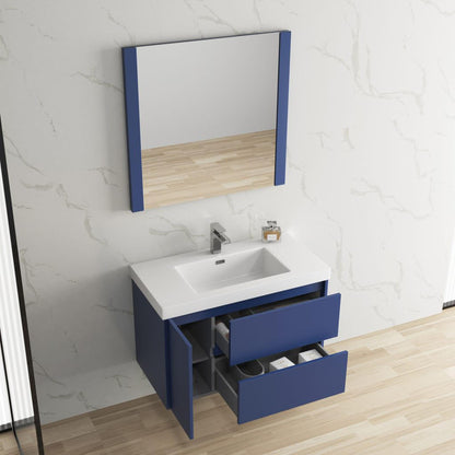 Blossom Valencia 36" Navy Blue Wall-Mounted Vanity Base Only