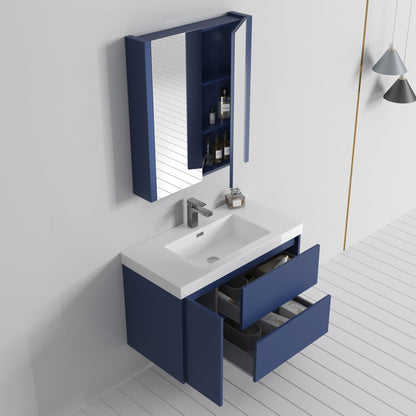 Blossom Valencia 36" Navy Blue Wall-Mounted Vanity Base Only