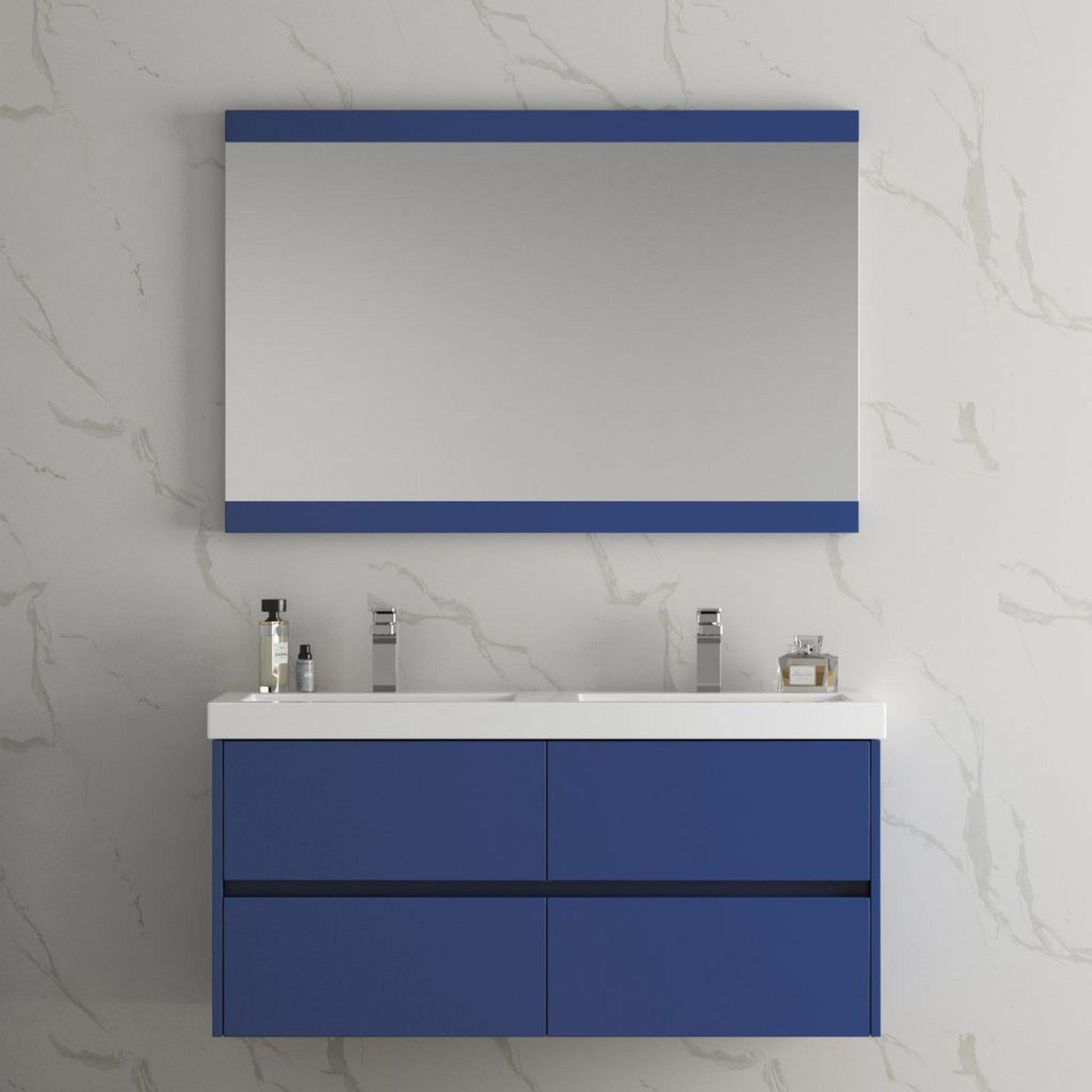 Blossom Valencia 48" Double Navy Blue Wall-Mounted Vanity Base Only