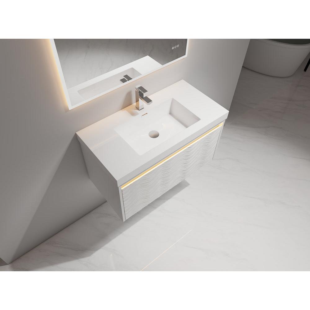 Blossom Voyage 36" Glossy White LED Illuminated Vanity Only