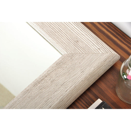 Brandtworks Farmhouse 33" x 23" White Grain Wall Mirror