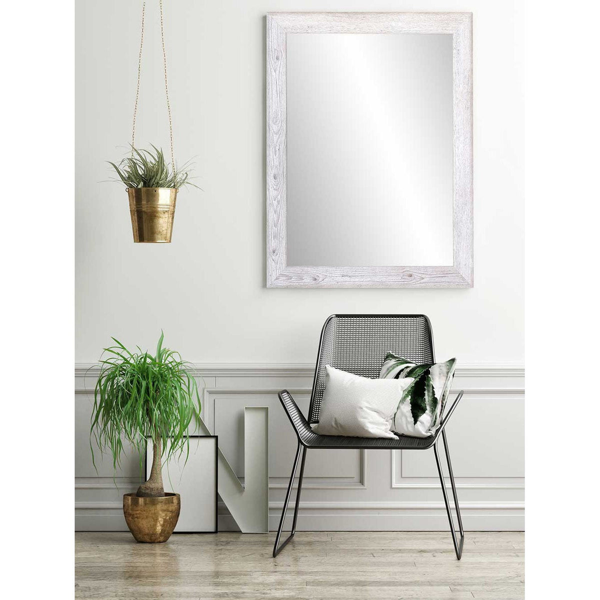 Brandtworks Farmhouse 33" x 42" White Grain Wall Mirror