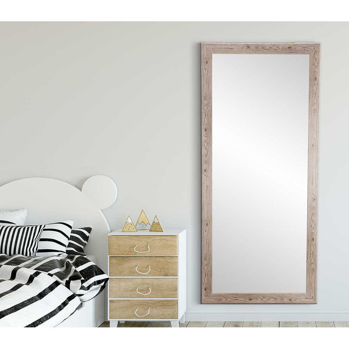 Brandtworks Farmhouse 33" x 42" White Grain Wall Mirror