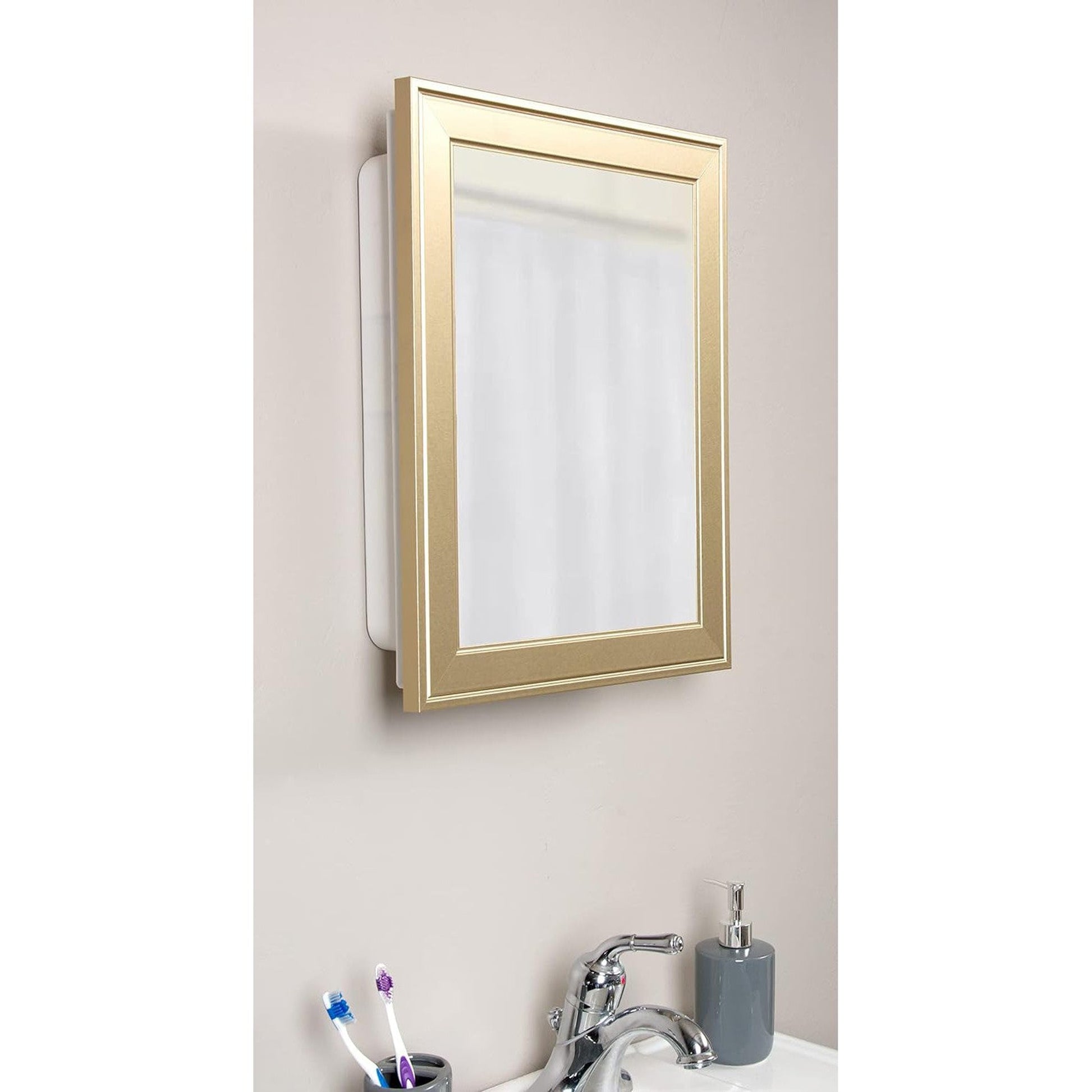 Brandtworks Framed Plastic 21" x 17" Gold Medicine Cabinet